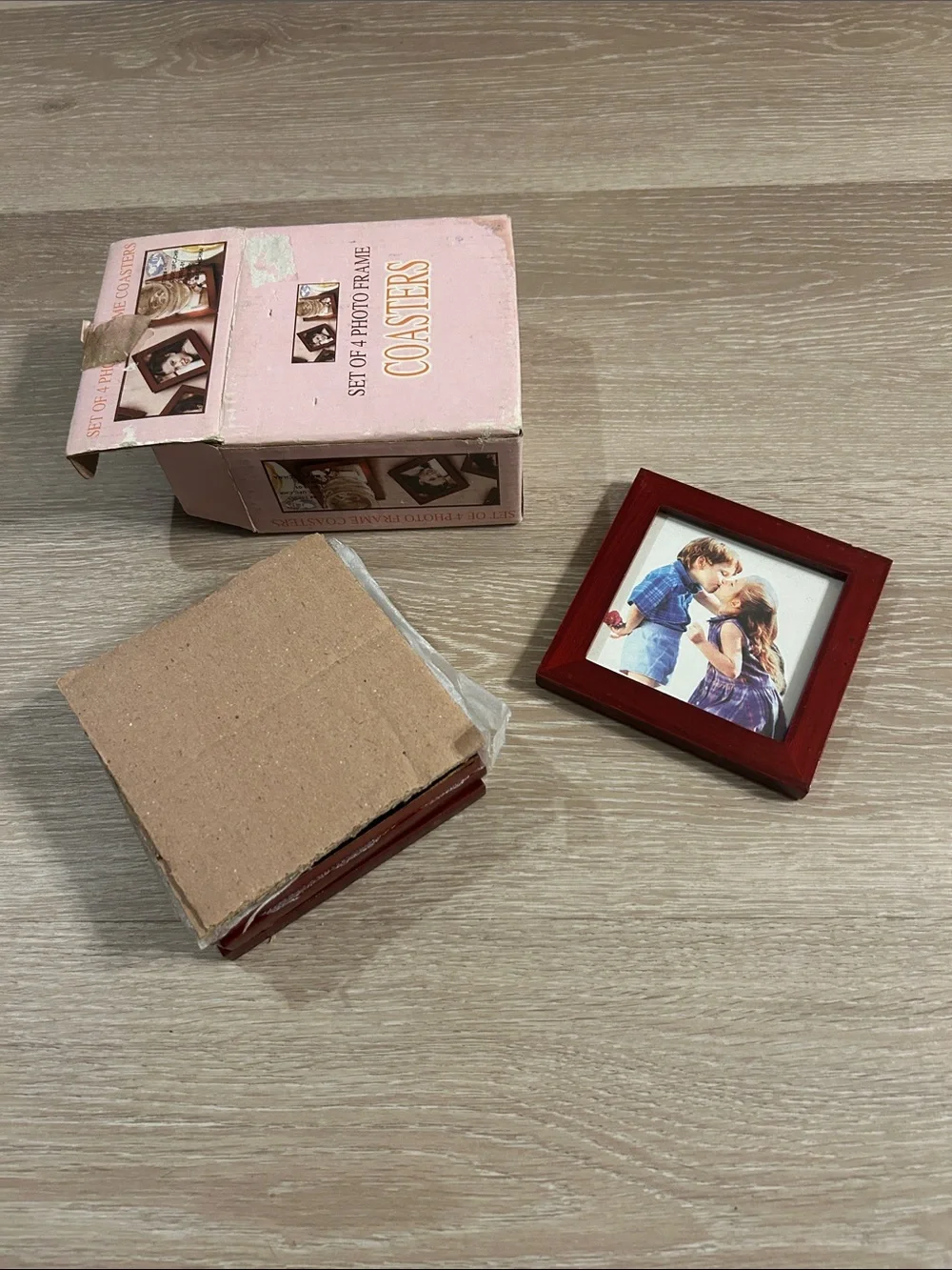 Set of 4 Photo Frame Coasters - Wooden Frame